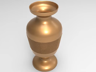 Golden Decorative Ornament Set With Woven Texture Vase For Home Decoration 3d model