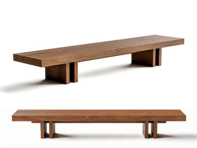 Modern Wooden Bench With Simple Design Supportive Legs And Minimalist Style 3d model