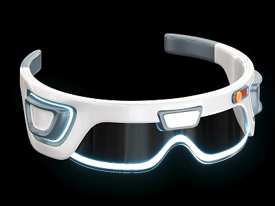 White Smart Glasses With LED Light Edge And Transparent Lenses Design 3d model