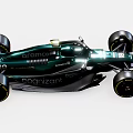 Green Formula 1 Racing Car with Aramco Cognizant BOSS Sponsorship Logos and Sleek Aerodynamic Design