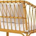 Natural Rattan Single Chair With White Linen Pillow And Soft Cushion