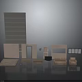 Light Pink And Brown Furniture With Tall Bookshelf Cabinet Sofa Chair Coffee Table And Rug