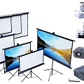 Projection Monitoring System With Portable Projector Screens Tripod Mounted Projectors Clear Display For Security Surveillance