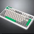Modern Stylish Electronic Keyboard With Gray White Green Keycaps And Sleek Design