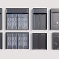 Various Door Styles Showcasing Single Double Panel And Glass Patterned Designs With Metal Frames 3d model