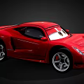 Red Sports Car With Cartoon Eyes And Sleek Shiny Exterior Body Design