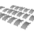 White Landscape Bridge Models with Modern Design Arranged in Multiple Rows