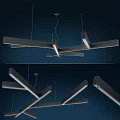 Modern Geometric Linear Cross Chandelier With Metallic Design In Dark Interior