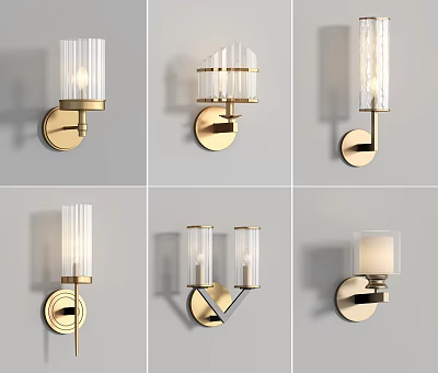 Modern Decorative Wall Lamps With Glass Shades And Sleek Metal Bases 3d model