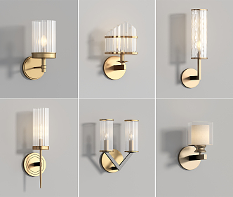 Light Luxury Wall Lamp Simple All Copper Crystal Wall Lamp Combination 3d model