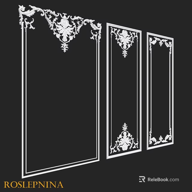 Ornamental Decorative Components Featuring Intricate Carved Patterns And Elegant Frames 3d model 