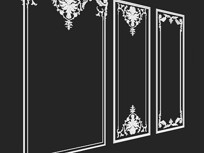 Ornamental Decorative Components Featuring Intricate Carved Patterns And Elegant Frames 3d model