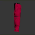 Red Cargo Pants With Multiple Pockets And Black Belt For Daily Casual Wear