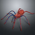 Spider With Red Body And Blue Red Legs On Gray Background 3d model