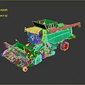 Green Agricultural Combine Harvester With Front Header Cab And Large Wheels For Efficient Harvesting