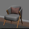 Gray Accent Chair With Wooden Legs And Pink Cushion In Bright Sunlit Room