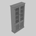 White Tall Storage Cabinet With Glass Doors And Louvered Design For Modern Home