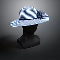 Stylish Blue And White Striped Wide Brim Hat For Summer Fashion Accessory