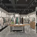 Modern Clothing Store Interior With Display Racks Mannequins And Table Plant