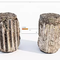 Two Textured Natural Stone Pillars With Rustic Design And Intricate Surface Patterns 3d model