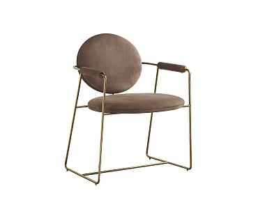Modern Elegant Dining Chair with Round Velvet Backrest and Gold Metal Frame and Armrests 3d model