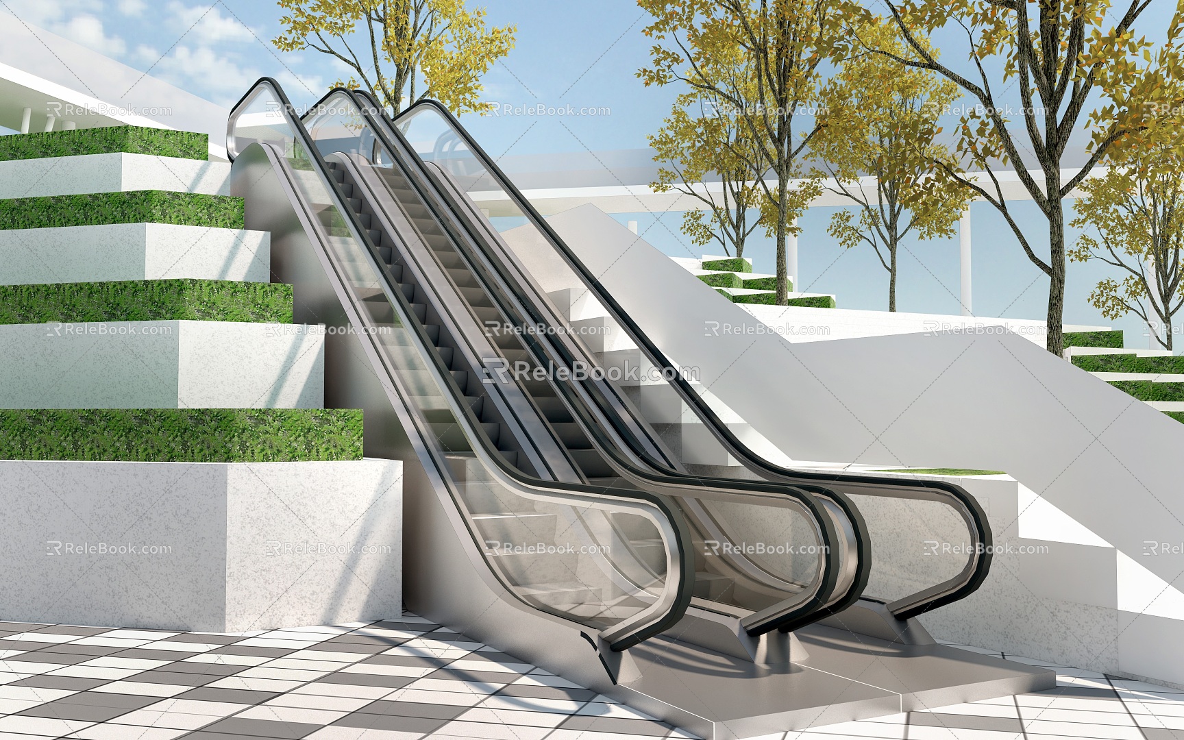 Escalator Square Escalator Elevator Outdoor Elevator 3d model