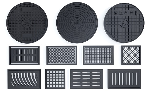 Manhole cover Rainwater Grate Inspection well Drainage manhole cover Drainage ditch cover plate Municipal manhole cover 3d model