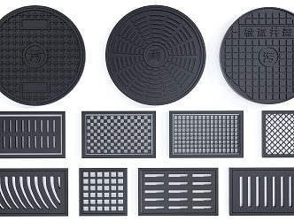 Manhole cover Rainwater Grate Inspection well Drainage manhole cover Drainage ditch cover plate Municipal manhole cover 3d model