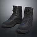 Black High Top Boots With Laces And Buttons Thick Soles For Practical Daily Use