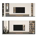 Modern TV Background Cabinet Design With Storage Shelves Bookshelves And Decorative Accents