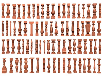 European style railing post handrail stair guardrail vase column simple European vase railing fence column 3d model