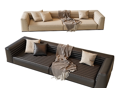 Modern Multiplayer Sofa Leather Sofa 3d model