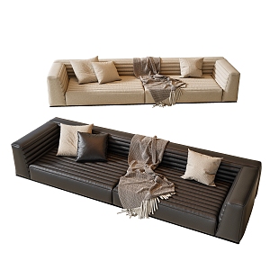 Modern Multiplayer Sofa Leather Sofa 3d model