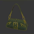 Stylish Green Handbag With Textured Surface And Metal Buckle Design Details