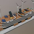 Modern Cruise Ship With Multiple Decks Green Plants And White Hull Design