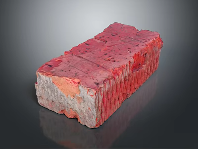 Red Construction Brick With Rough Textured Surface And Gray Base Details 3d model