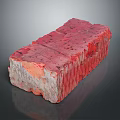Red Construction Brick With Rough Textured Surface And Gray Base Details 3d model
