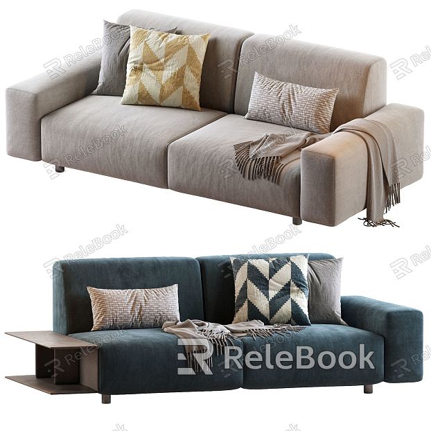 Modern Double Sofa Fabric Double Sofa Bag Pillow Blanket model