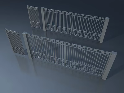 Modern Metal Swing Door With Grille Design And Decorative Frame For Outdoor Use 3d model