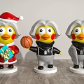 Adorable Penguin Figurines With Santa Hat Gift Box Basketball And Stylish Outfits