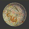 Decorative Carved Sculpture Plate Featuring Intricate Floral and Dragon Patterns Design