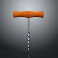 Vintage Corkscrew With Orange Textured Handle And Spiral Metal Shank