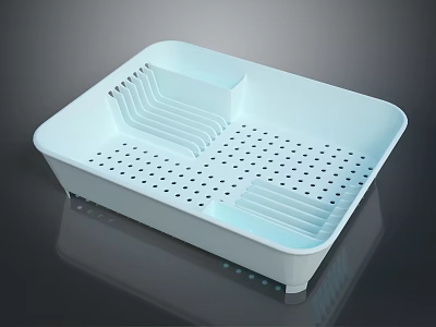 Light Blue Kitchen Sink With Drainage Holes And Divided Sections For Practical Use 3d model