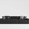Black Leather Sectional Sofa With Multiple Accent Pillows In Modern Design 3d model