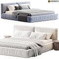 Modern Bed Design With Linen Bedding Pillows And Soft Blanket Details