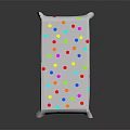 Table Covered With Colorful Polka Dot Tablecloth And Wooden Legs Design