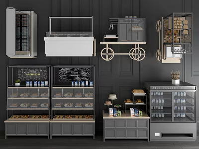 Different Designs Of Display Shelves With Glass Doors Mobile Cart And Multiple Tiers For Merchandise 3d model