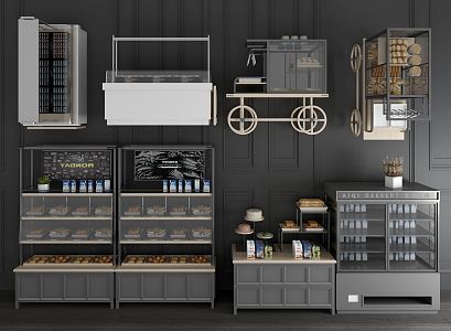 Industrial LOFT Display Cabinet Cake Bread Glass Preservation Cabinet Display Cabinet 3d model