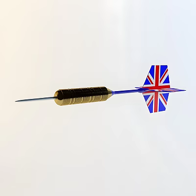 Professional Sports Equipment Darts with Union Jack Design and Golden Barrel 3d model