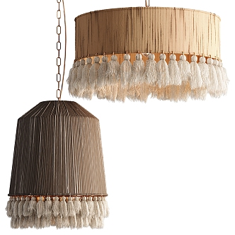 Ethnic fabric tassel chandelier 3d model